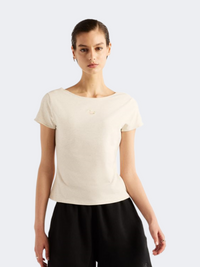 New Balance Cotton Fitted Women Lifestyle T-Shirt Linen Heather