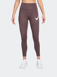 Nike Tempo Swoosh Run Df High Rise Women Running 7/8 Tight Tatoo/Silver/White