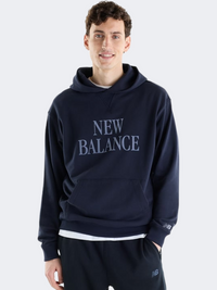 New Balance Athletics French Terry Flocked Logo Men Lifestyle Hoody Dark Knight
