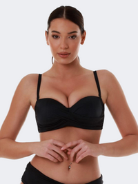 Blue Point Monochrome Women Beach Bra Black