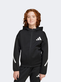 Adidas Z N E Full Zip Kids-Unisex Sportswear Hoody Black/White