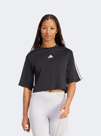 Adidas Essentials 3 Stripes Women Sportswear T-Shirt Black/White