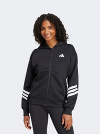 Adidas Future Icons 3 Stripes Full Zip Women Sportswear Hoody Black