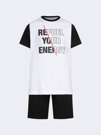 Oil And Gaz Comfortable Kids-Boys Lifestyle Co Ord Set White/Black