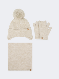 Oil And Gaz Soft Kids-Girls Lifestyle Set Of Gloves+Hat+Neck Waremer Beige