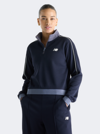 New Balance Sport Legacy Pique 1/4 Zip Women Lifestyle Hoody Dark Night