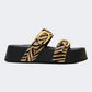 Ateneo Leather Women Beach Slippers Taupe Zebra