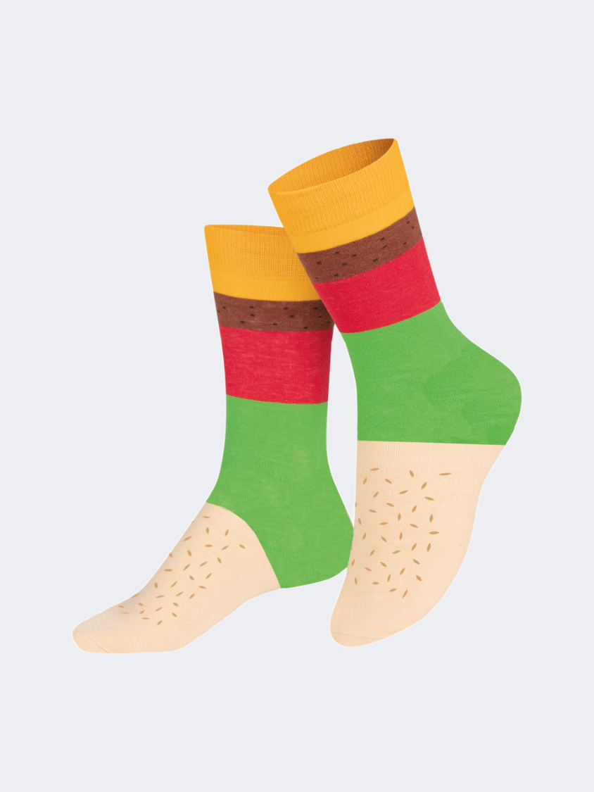 Eat My Socks Cheeseburger Kids Lifestyle Sock Multicolor
