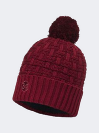 Buff Knitted And Polar Women Lifestyle Beanie Wine
