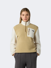 The North Face Yumiori 1/4 Zip Women Hiking Fleece Khaki Sto/White Dune