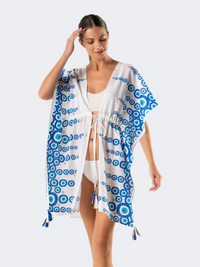 Amelie Women Beach Kimono White/Blue