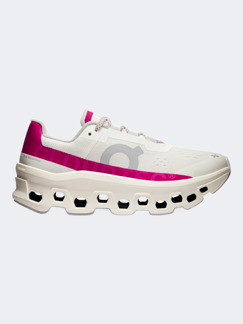 On Cloudmonster Women Running Shoes Ivory/Grenadine