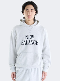 New Balance Athletics French Terry Flocked Logo Men Lifestyle Hoody Ash Heather