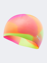 Tyr Youth Silicone Girls Swim Cap Pink/Yellow/Orange