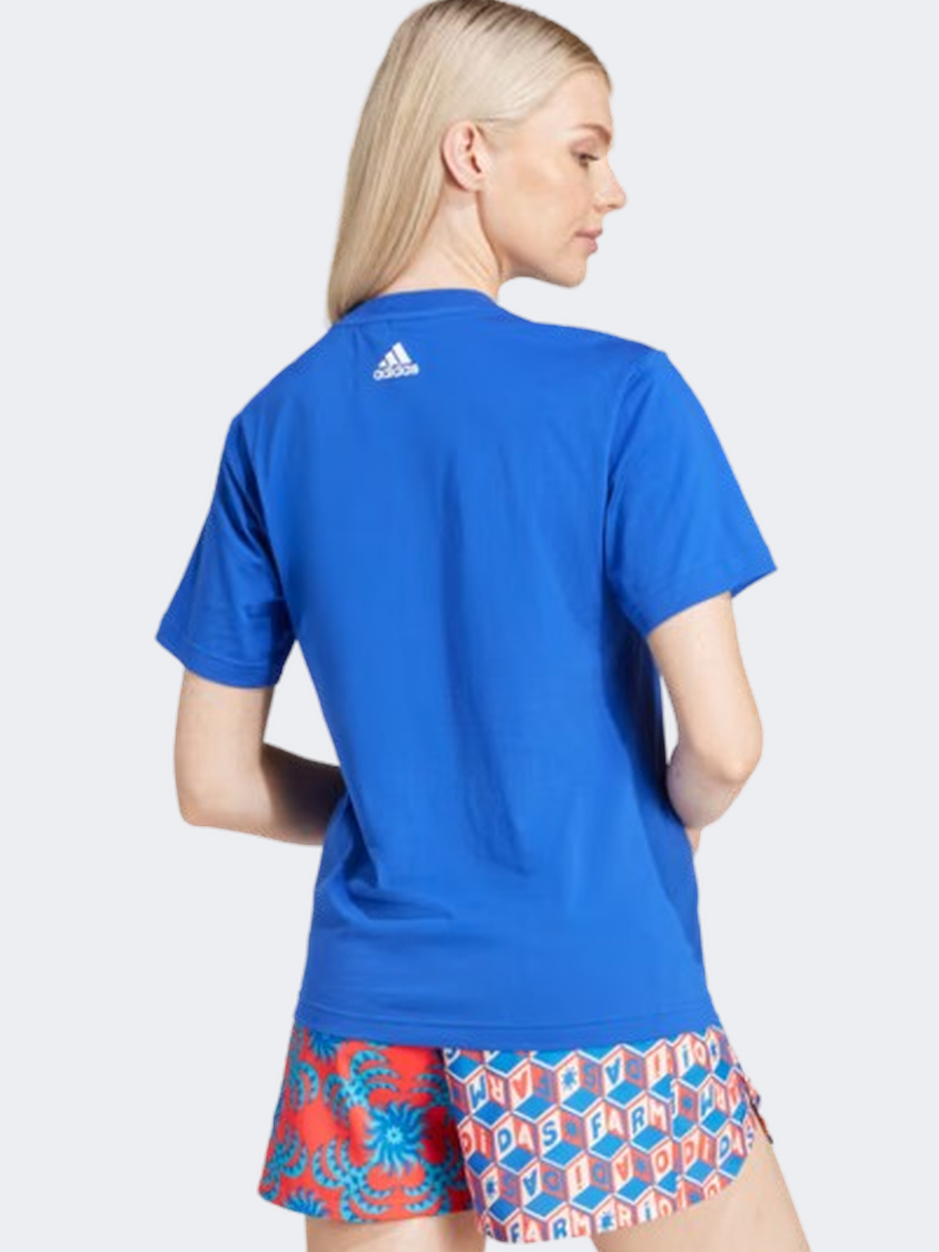 Adidas X Farm Rio Women Sportswear T-Shirt Blue/Chalk White