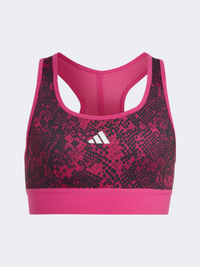 Adidas Aeroready Powerreact Animal Print Girls Training Bra Fuchsia