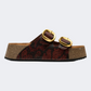 Ateneo Leather Women Beach Slippers Brown Snake