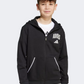 Adidas Seasonals Essentials Collegiate Typography Full-Zip Kids-Boys Sportswear Hoody Black/White