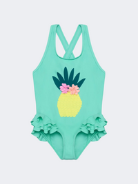 Color Kids Pineapple Application Girl Swim Monokini Cabbage Green