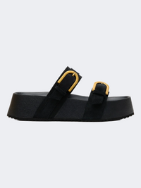 Ateneo Leather Women Beach Slippers Black