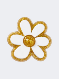 Crocs Gold And White Floral Unisex Lifestyle Pins Multicolor
