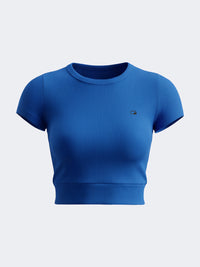 Top Ten Classic Women Lifestyle  Ribbed Cropped T-Shirt Saxe  Blue