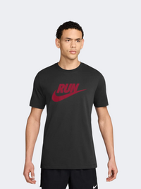 Nike Men Dri-FIT Run Swoosh T-Shirt Black Crimson