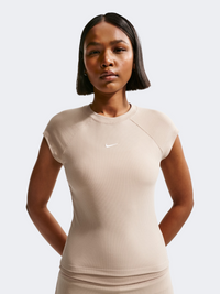 Nike Sportswear Chill Knit Rib Women Lifestyle T-Shirt Top Cream