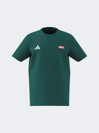 Adidas Marvel Spider-Man Graphics Kids-Boys Sportswear T-Shirt Preloved Teal/White