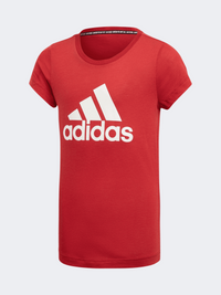Adidas Must Haves Badge Of Sport Kids-Girls Training T-Shirt Maroon/White