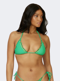 Pq Swim Embroidered Lettuce Edge Tri Women Beach Bra Green