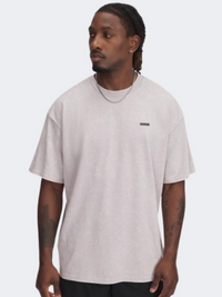 Under Armour Heavyweight Oversized Logo Wash Men Lifestyle T-Shirt Grey Dawn/White