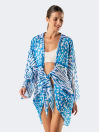 Amelie Women Beach Kimono Blue/White