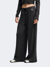 Puma Essentials Ribbed Wide Leg Women Lifestyle Pant Black