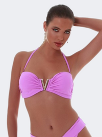 Blue Point Solids Women Beach Bra Purple