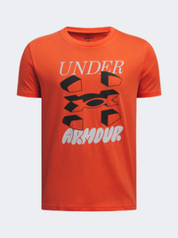 Under Armour Split Big Logo Boys Lifestyle T-Shirt Fire/Halo Grey