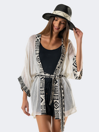 Amelie Women Beach Kimono White/Black