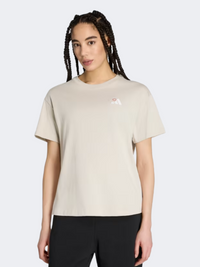 Adidas Embroidery Pack Loose Graphic Women Sportswear T-Shirt Beige