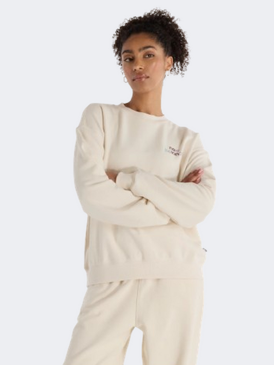 New Balance Oversized Logo French Terry Women Lifestyle Sweatshirt Linen