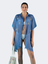 Amelie Fresh Women Beach Shirt Blue