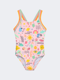 Color Kids Elastic Straps Aop Girl Swim Monokini Fairy Rose