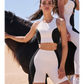 Wiskii High-Waisted Color-Block Women Sportswear Short Blackon Ivory