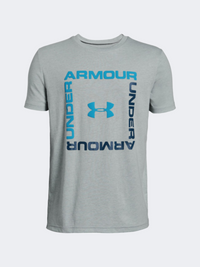 Under Armour Box Logo Short Sleeve Boys Training T-Shirt Grey