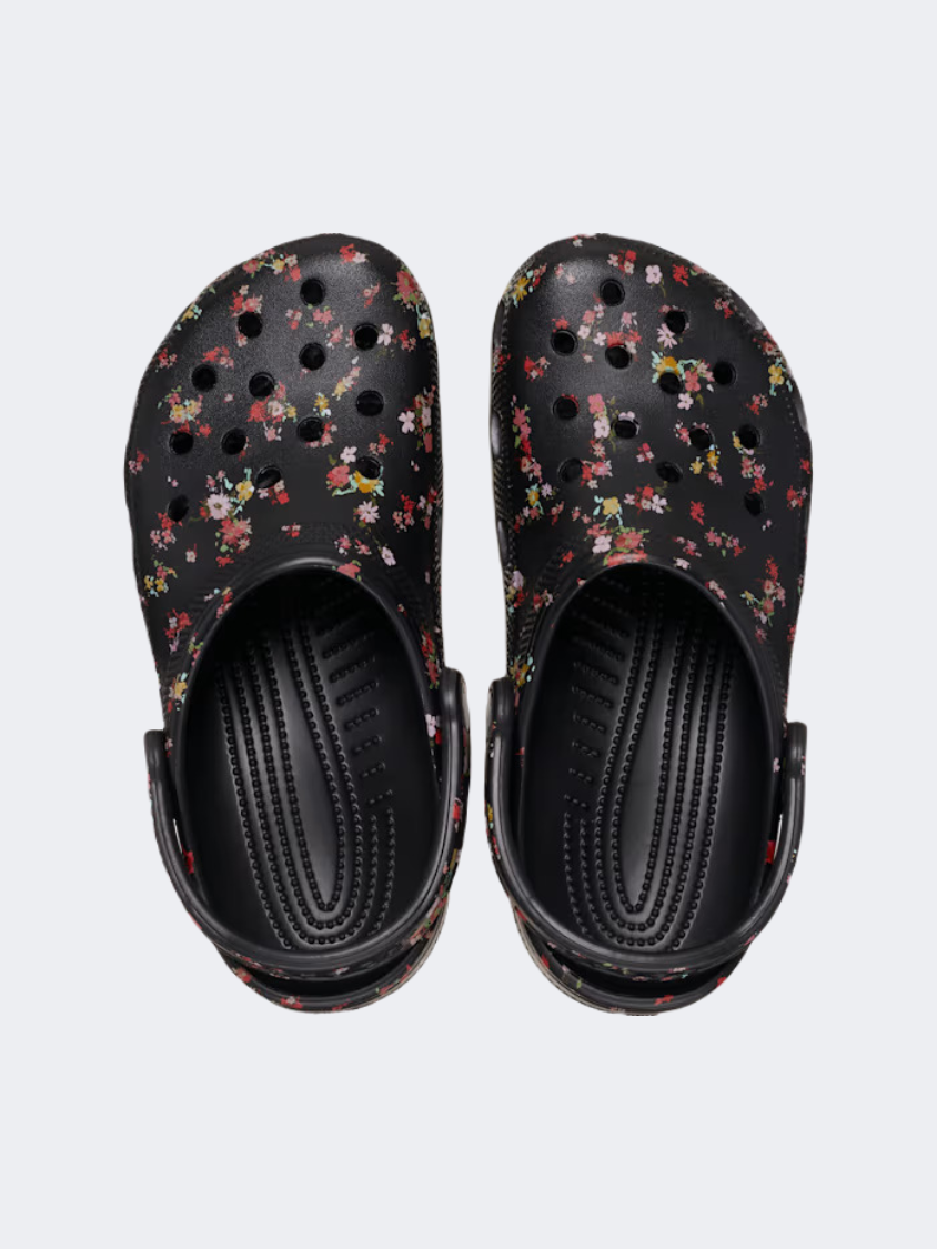 Crocs Classic Ditsy Floral Clog Unisex Lifestyle Slippers Black