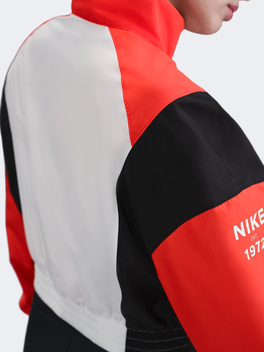 Nike Woven Lightweight 1/4-Zip Women Lifestyle Long Sleeve Picante Red/Black