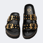 Ateneo Leather Women Beach Slippers Black