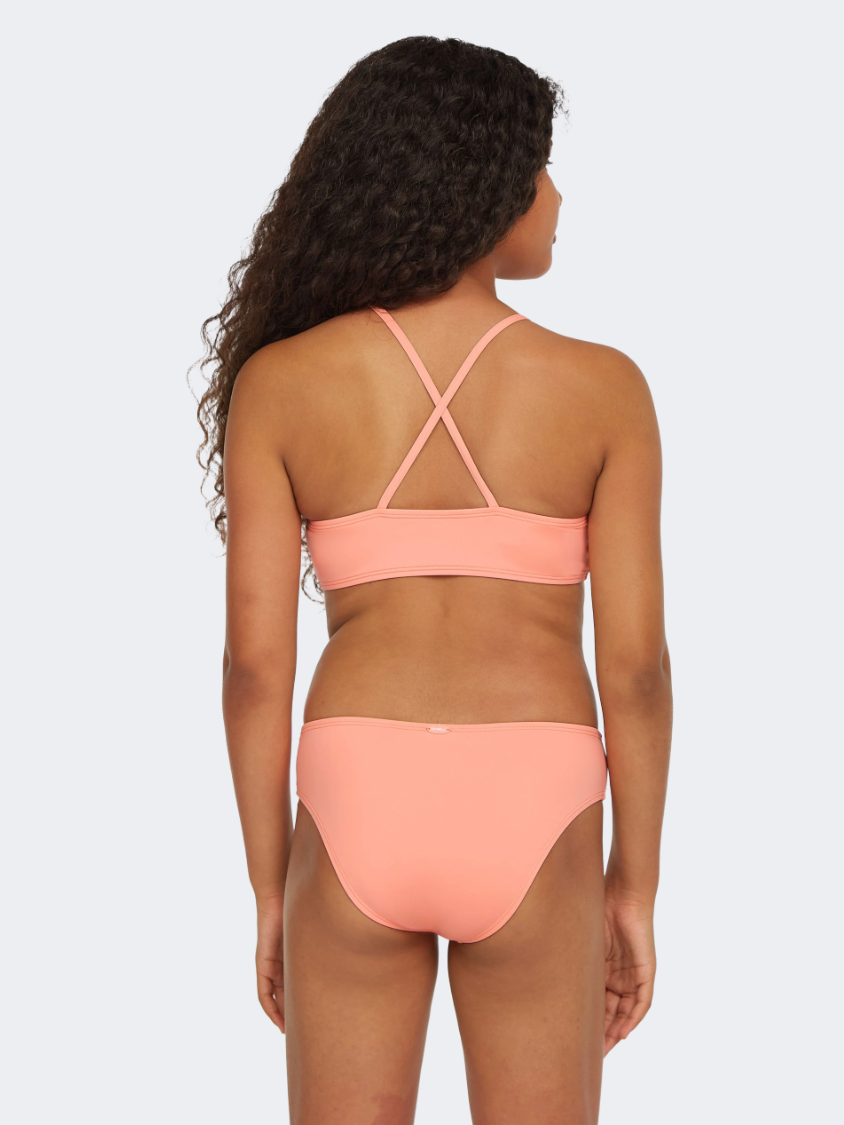 Oneill Essentials Bralette Girls Beach Bikini Set Coral Pink