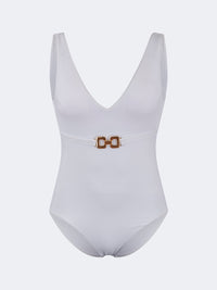 Oil And Gaz Modern Women Beach Monokini White/Gold