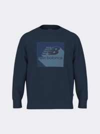 New Balance Boxed Stack Crew Men Lifestyle Sweatshirt Nb Navy