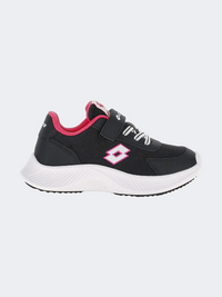 Lotto Run 90 Amf Ps-Girls Running Shoes Black/White/Pink